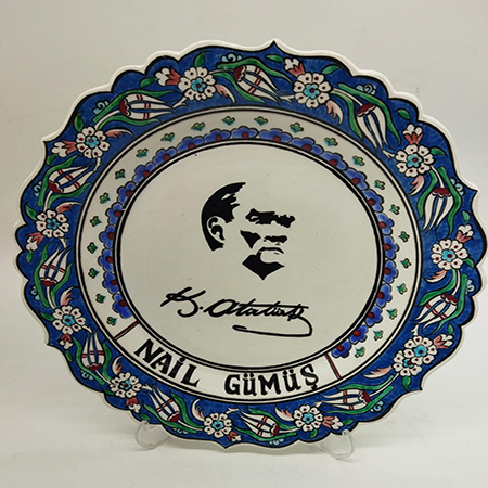 30 cm Gazi Paşa Silüetli Çini Tabak