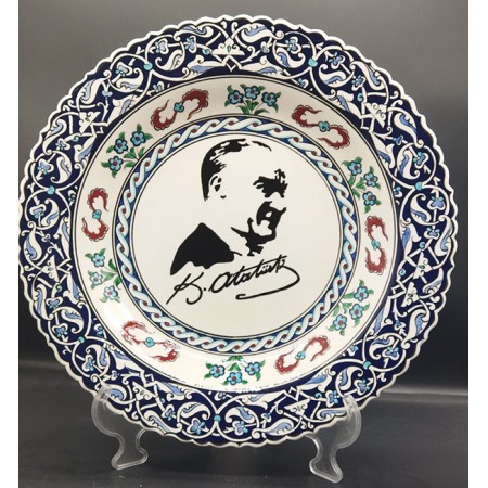 40 cm Atatürk Silüetli Çini Tabak