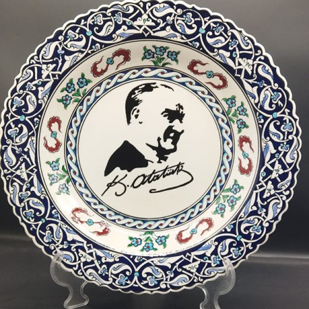 40 cm Atatürk Silüetli Çini Tabak