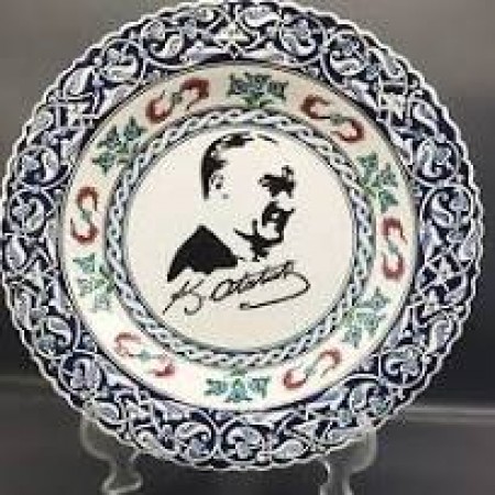 40 cm Atatürk Silüetli Çini Tabak