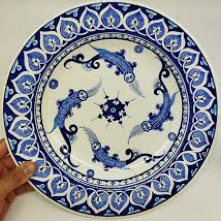 32 cm Balık Motifli Çini Tabak