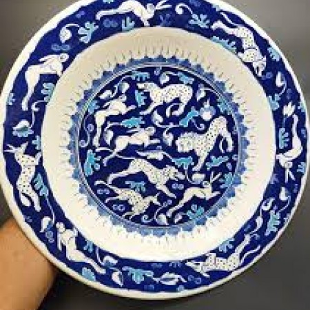 40 cm Çini Tabak Kobalt Mavisi