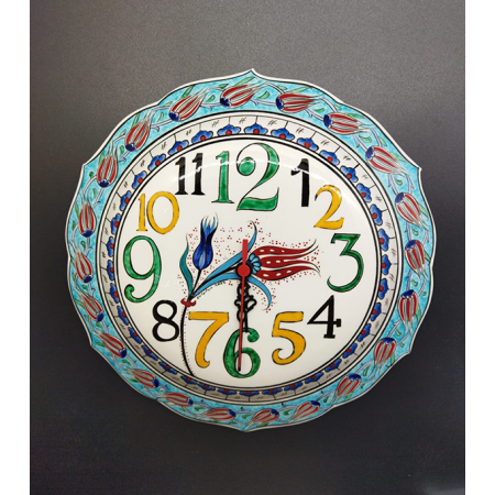 30 cm Lale Desenli Çini Saat