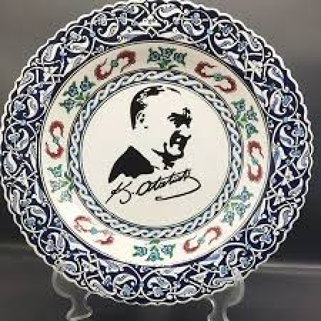Mustafa Kemal Atatürk Silüetli Çini Tabak