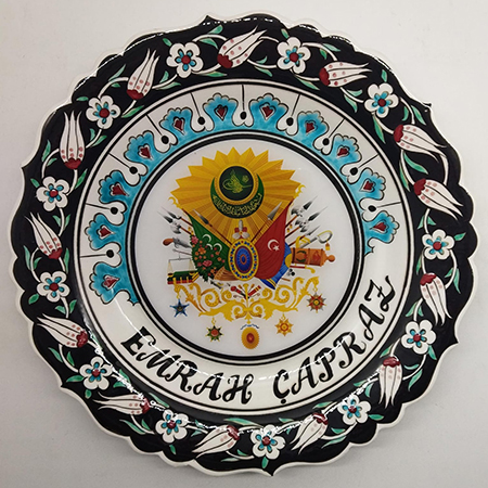 Osmanlı Tuğralı Çini Tabak 30 cm