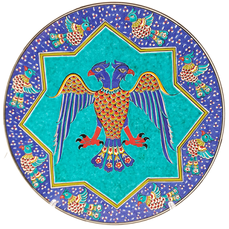 Selçuklu Çift Başlı Kartal Figürlü Çini Özel Koleksiyon