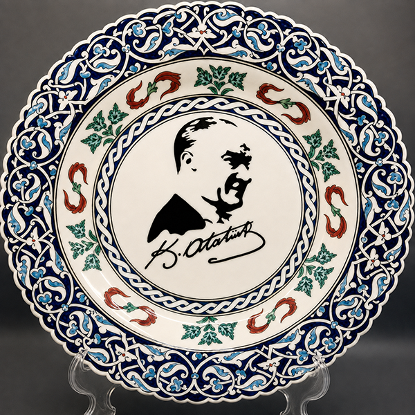 Mustafa Kemal Atatürk Silüetli Çini Tabak - 30 cm Mustafa Kemal Atatürk Silüetli Çini Tabak - 30 cm