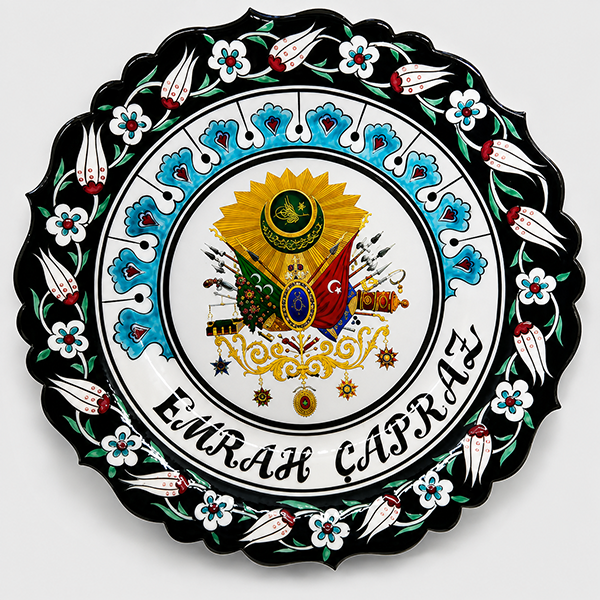Osmanlı Tuğralı Çini Tabak 30 cm Osmanlı Tuğralı Çini Tabak 30 cm