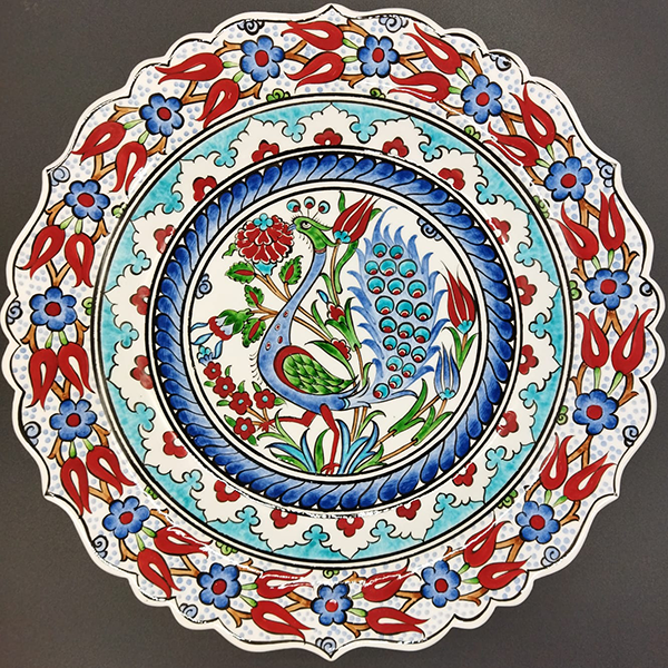 Tavus Kuşu Motifli Çini Tabak 30 cm Tavus Kuşu Motifli Çini Tabak 30 cm