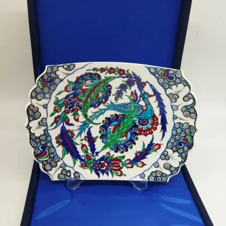 Tavus Kuşu Figürlü 30 Cm Kesik Çini Tabak 