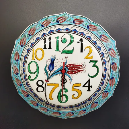 30 cm Lale Desenli Çini Saat