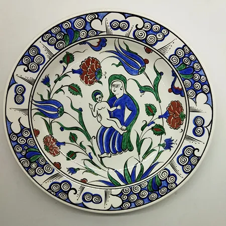 Meryem Ana ve Hz. İsa Figürlü Çini Tabak