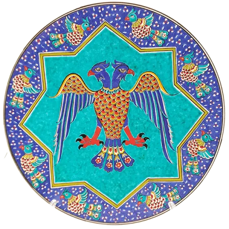 Selçuklu Çift Başlı Kartal Figürlü Çini Özel Koleksiyon