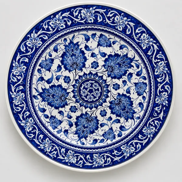 42 cm Lotus Motifli Çini Tabak 42 cm Lotus Motifli Çini Tabak