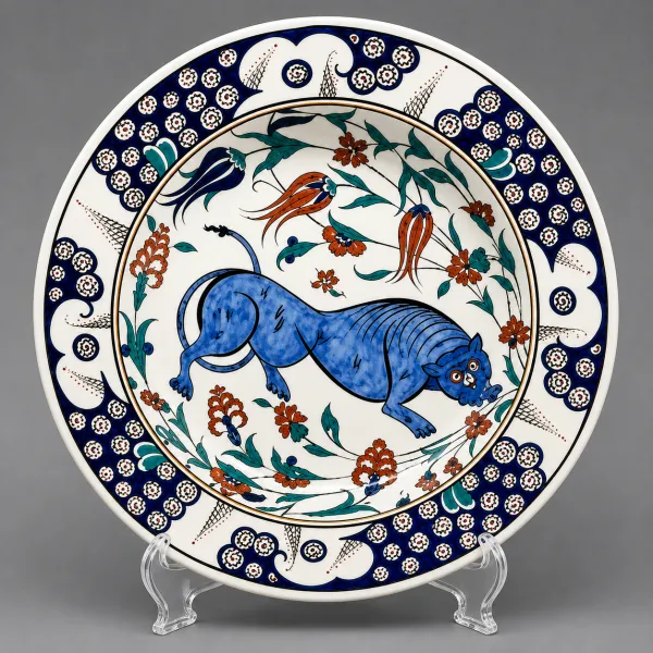 16 yy iznik Aslanlı Çini Tabak 25 cm 16 yy iznik Aslanlı Çini Tabak 25 cm