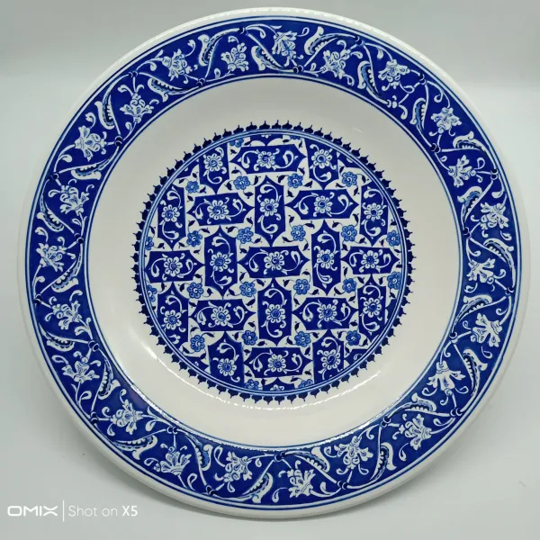 Babanakkas İznik Replika Mavi Beyaz Çini Tabak - 42 cm