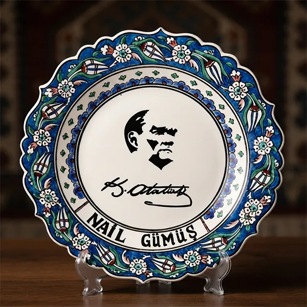 30 cm Gazi Paşa Silüetli Çini Tabak 30 cm Gazi Paşa Silüetli Çini Tabak