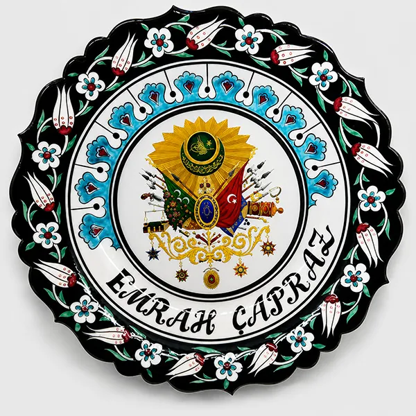 Osmanlı Tuğralı Çini Tabak 30 cm Osmanlı Tuğralı Çini Tabak 30 cm