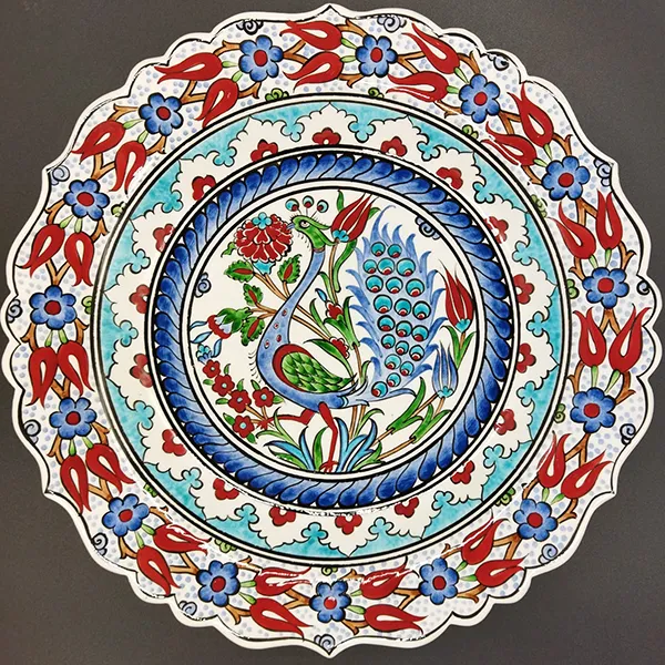 Tavus Kuşu Motifli Çini Tabak 30 cm Tavus Kuşu Motifli Çini Tabak 30 cm