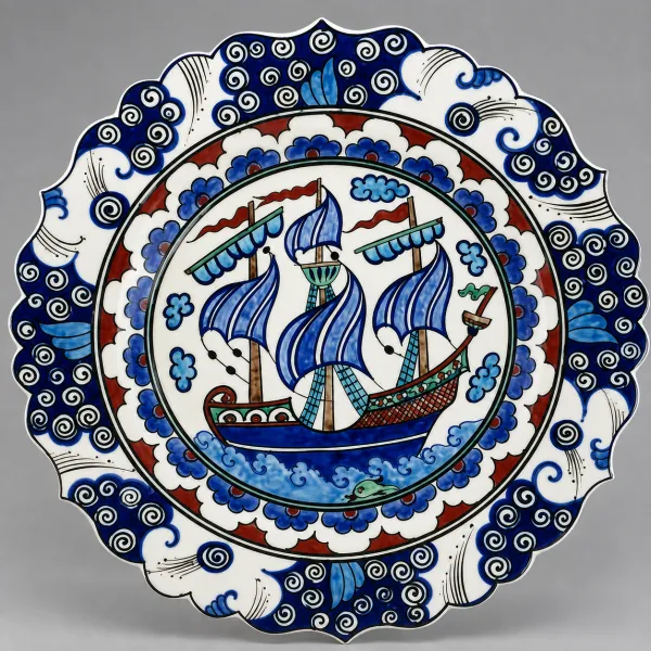 25 cm Kalyonlu Çini Tabak 25 cm Kalyonlu Çini Tabak